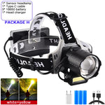 lampe frontale rechargeable zoomable led noir gris blanc affichage numérique bouton mode sensoriel camping