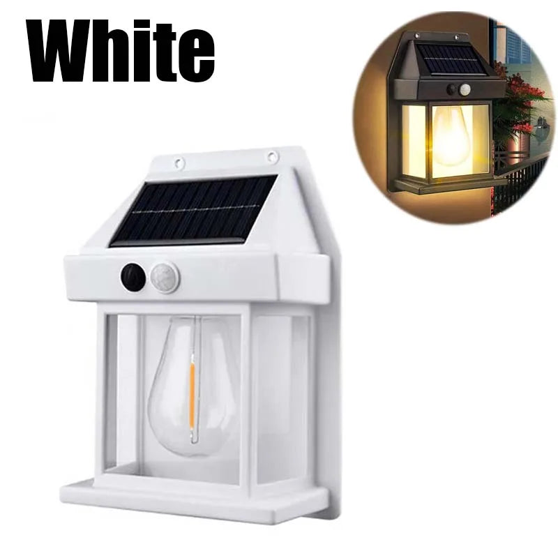 lampe solaire murale transparente moderne détecteur mouvement noir led étanche ip65extérieur patio