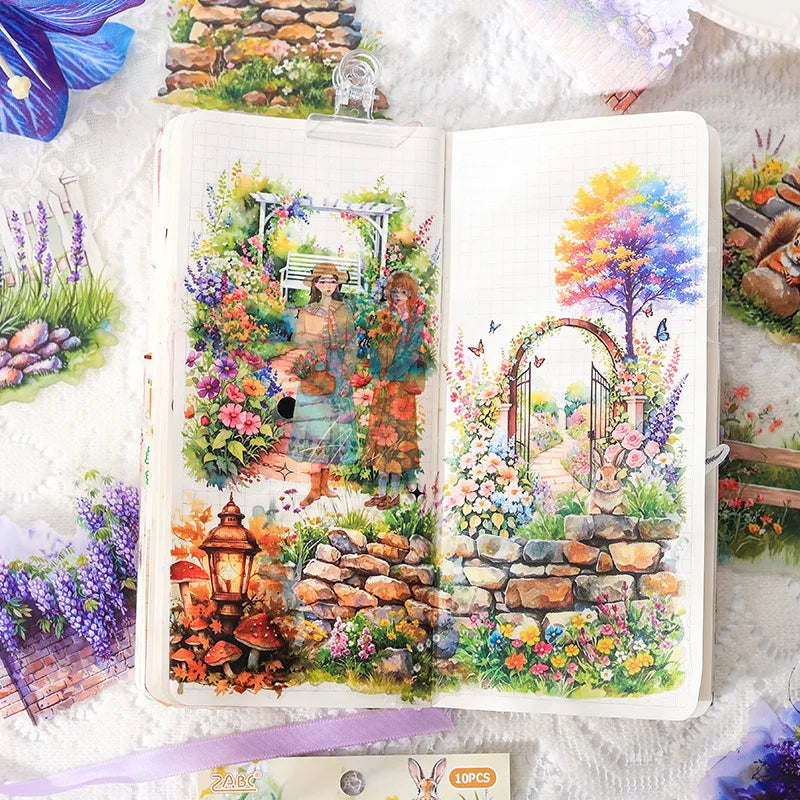 autocollants paysages jardins animaux fleurs cartes postales 3d multicolores scrapbooking album journal intime deco
