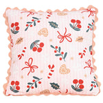 housse coussin patchwork noël blanc guirlande cloches branches baies étoiles décor maison festive 45x45cm