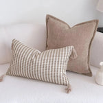 coussins décoratifs rustique motif floral opacité beige marron salon lit