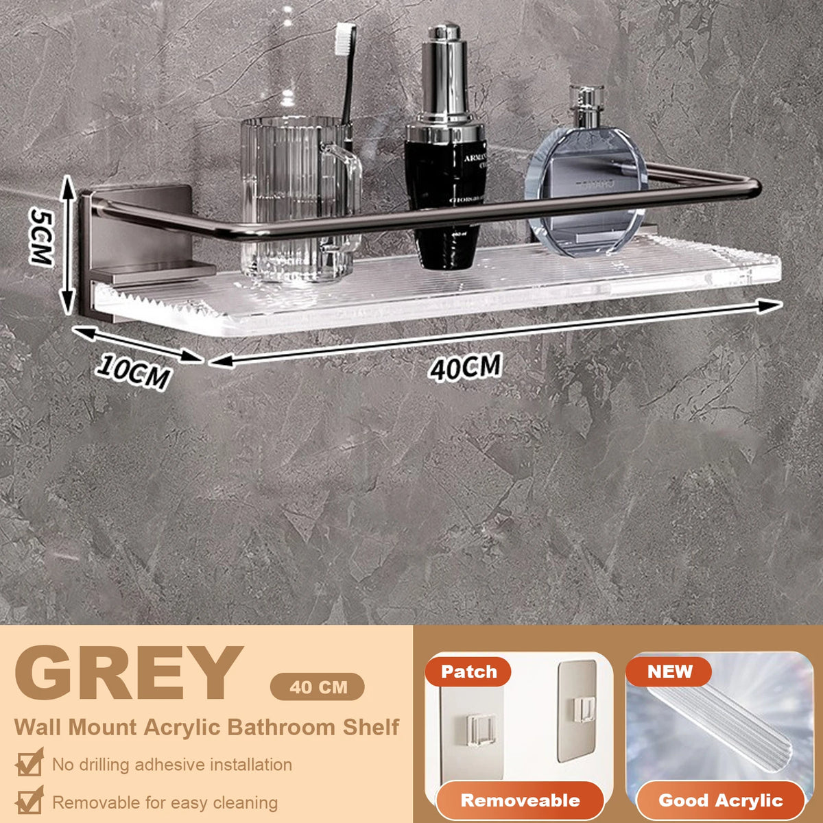 étagères murales salle bain blanc modernes adhésives sans perçage aluminium acrylique double niveau minimaliste