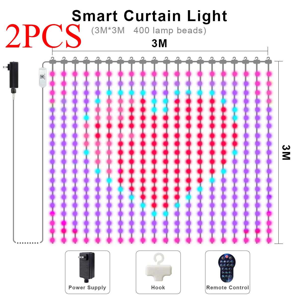 rideau lumineux led multicolore pixelé moderne synchronisation musique diy ip65