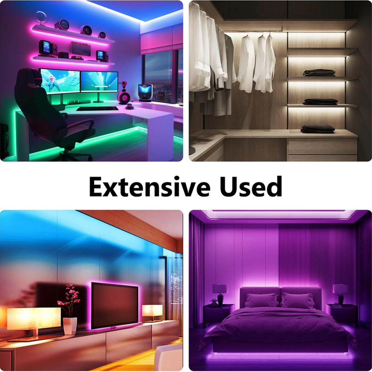 ruban led flexible multicolore effet chasse intelligent adhésif moderne technologie salon décoration chambre