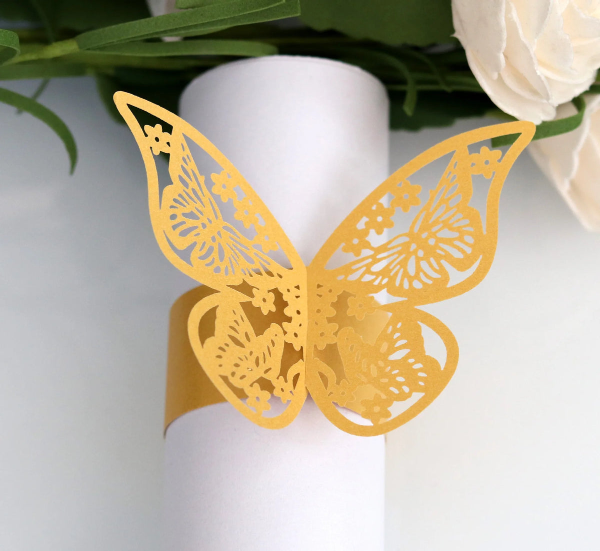 porte serviette papillon ajouré élégant doré rose bleu clair blanc pack 50 pièces transparents