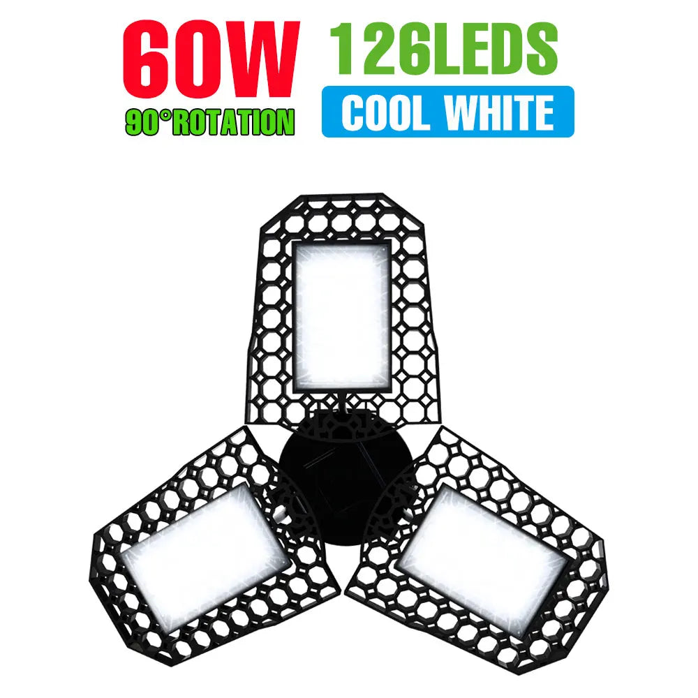 lampe garage led noir moderne grille hexagonale 1000 lumens 20000 heures 2700k 6500k
