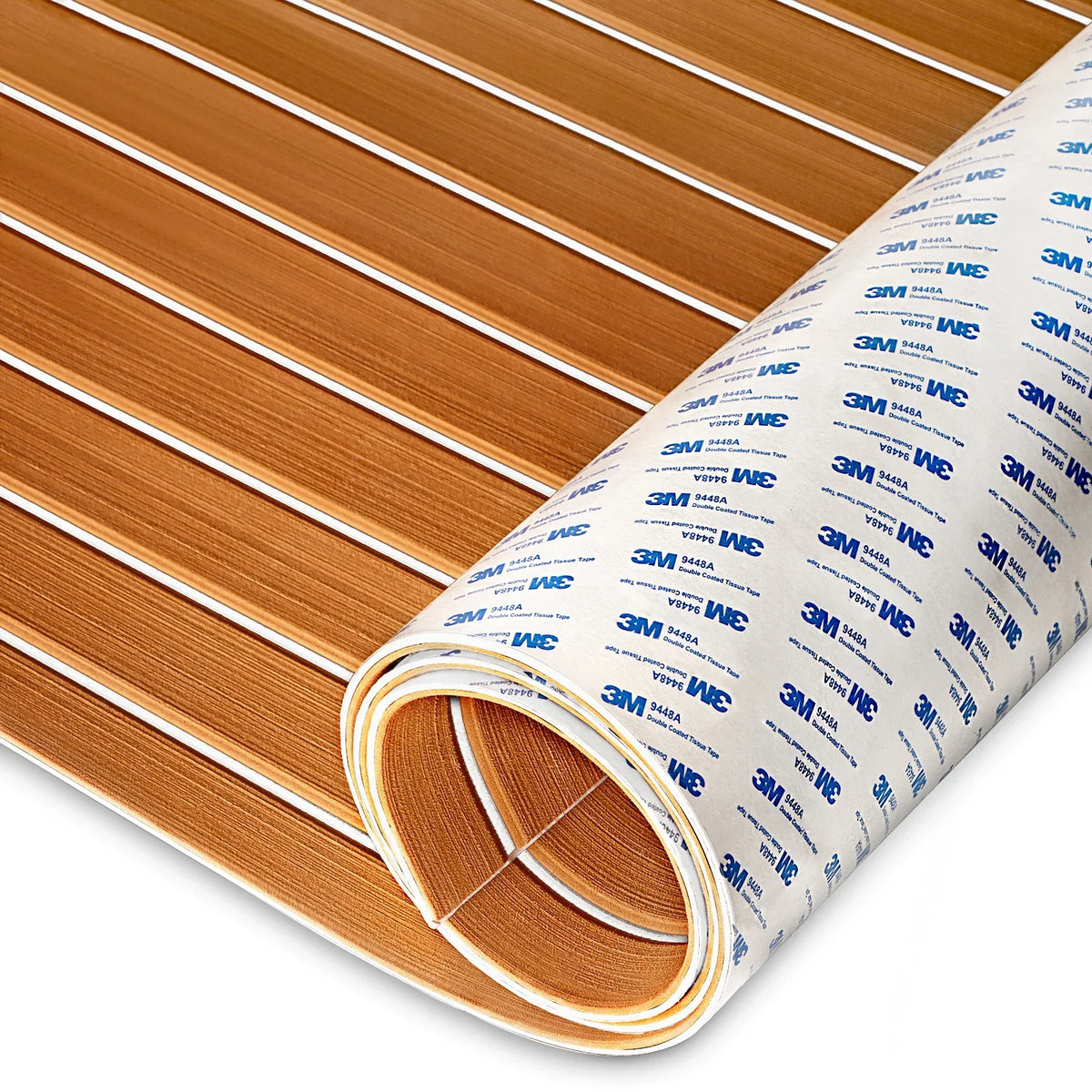 tapis sol bateau mousse EVA rayures horizontales adhésif 3M résistant eau moderne marron clair