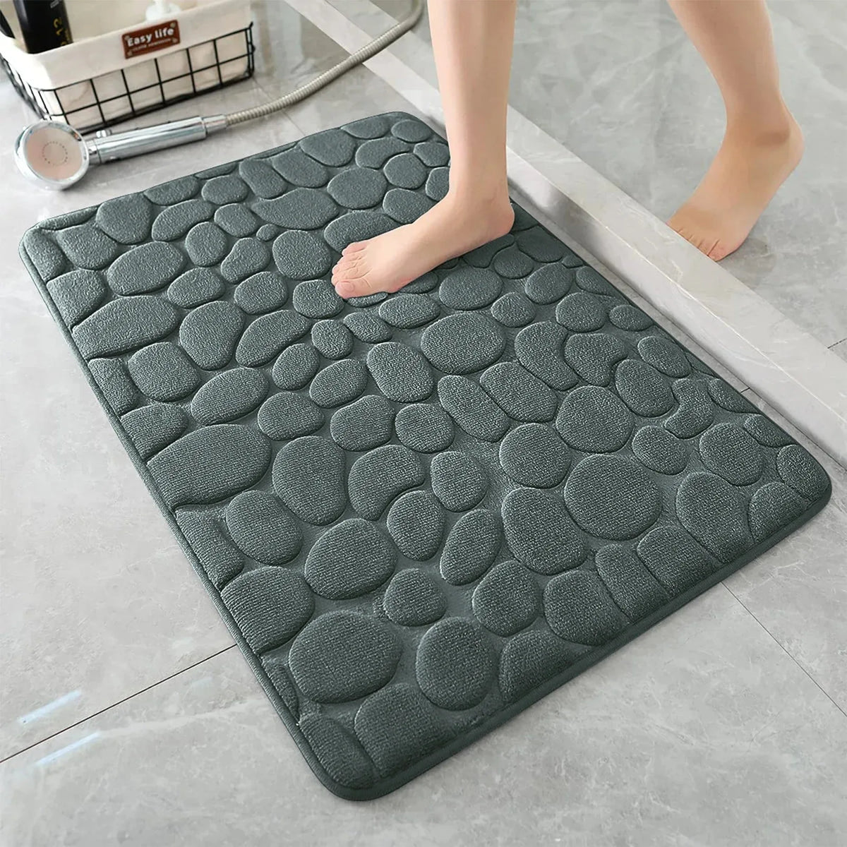 tapis bain antidérapant 3d relief galets moderne salle absorption rapide machine
