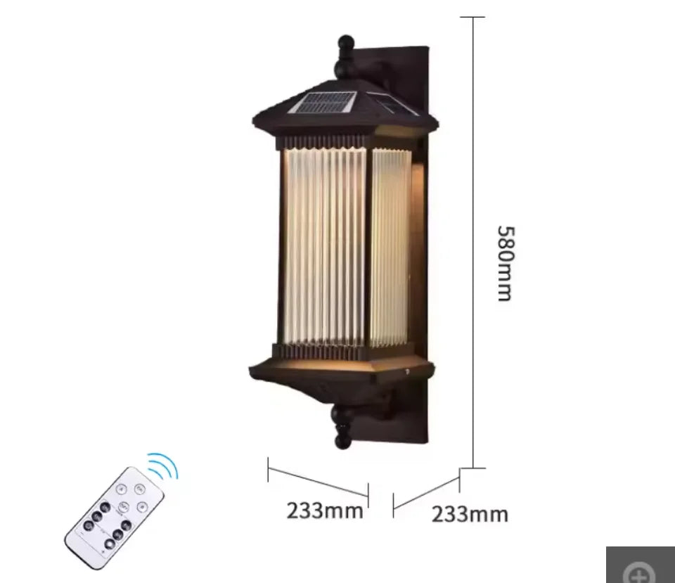 lampe murale solaire noir beige classique rayures verticales télécommande ip65 led hydrofugeextérieur