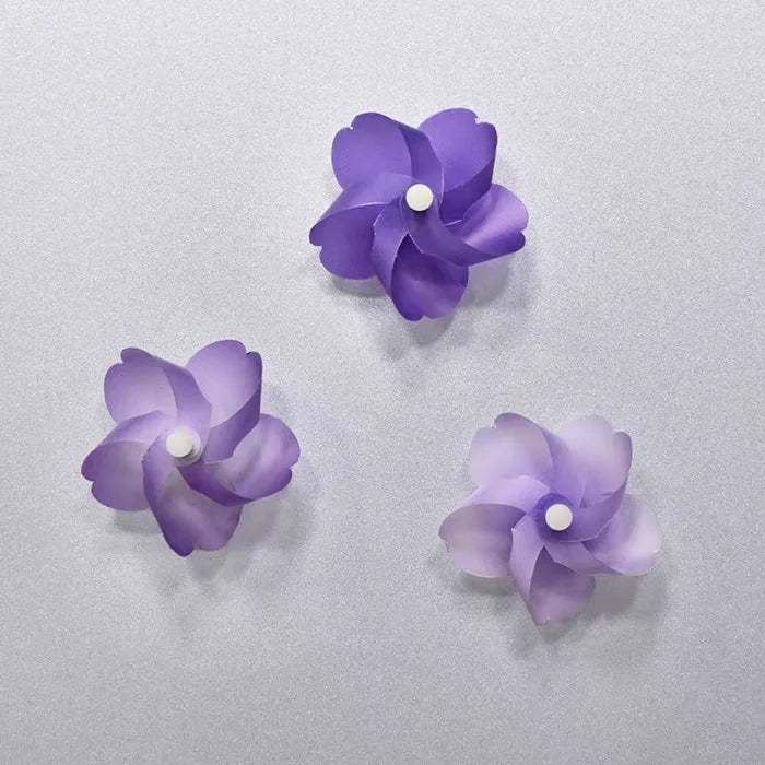 aimants décoratifs fleurs bleu rose vert aimants origami géométriques points noirs