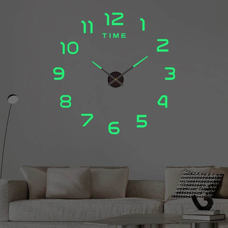 horloge murale stickers chiffres relief effet miroir moderne couleur vert doré rouge argenté noir
