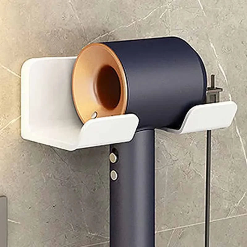 porte sèche cheveux mural rangement étagère moderne adhésif sèche cheveux lisseur brosse crème rasoir
