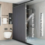 rideau douche pliable gris rayures moderne opacité 180x170cm respectueux environnement