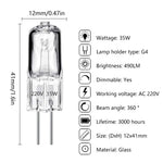ampoules halogènes transparentes 12V 220V G4 G5.3 G9 filament classique 20W 25W 35W 40W