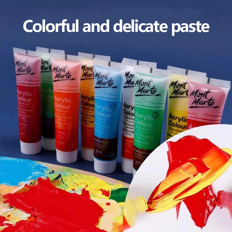 Peinture acrylique kit 24 couleurs palette pinceaux medium auto apprentissage pratique