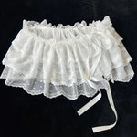 jupe courte féminine dentelle volants semi transparent blanc noirSizeMode: petite taille grande disponible