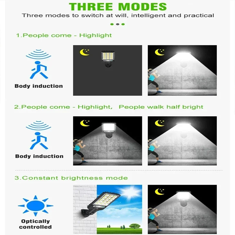 lumière solaire rue extérieure ip65 led noire moderne capteur mouvement autoinstallation