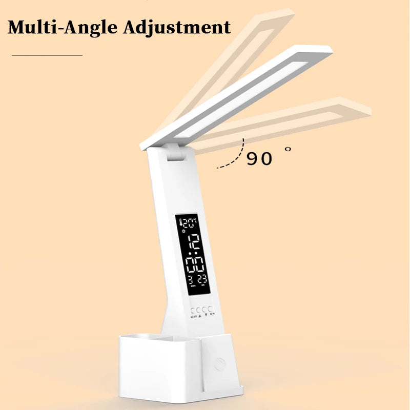 lampe led rechargeable blanc moderne sans ombre interrupteur tactile horloge veilleuse étude