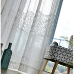 rideau moderne blanc gris motif géométrique translucide salon chambre fenêtre maison