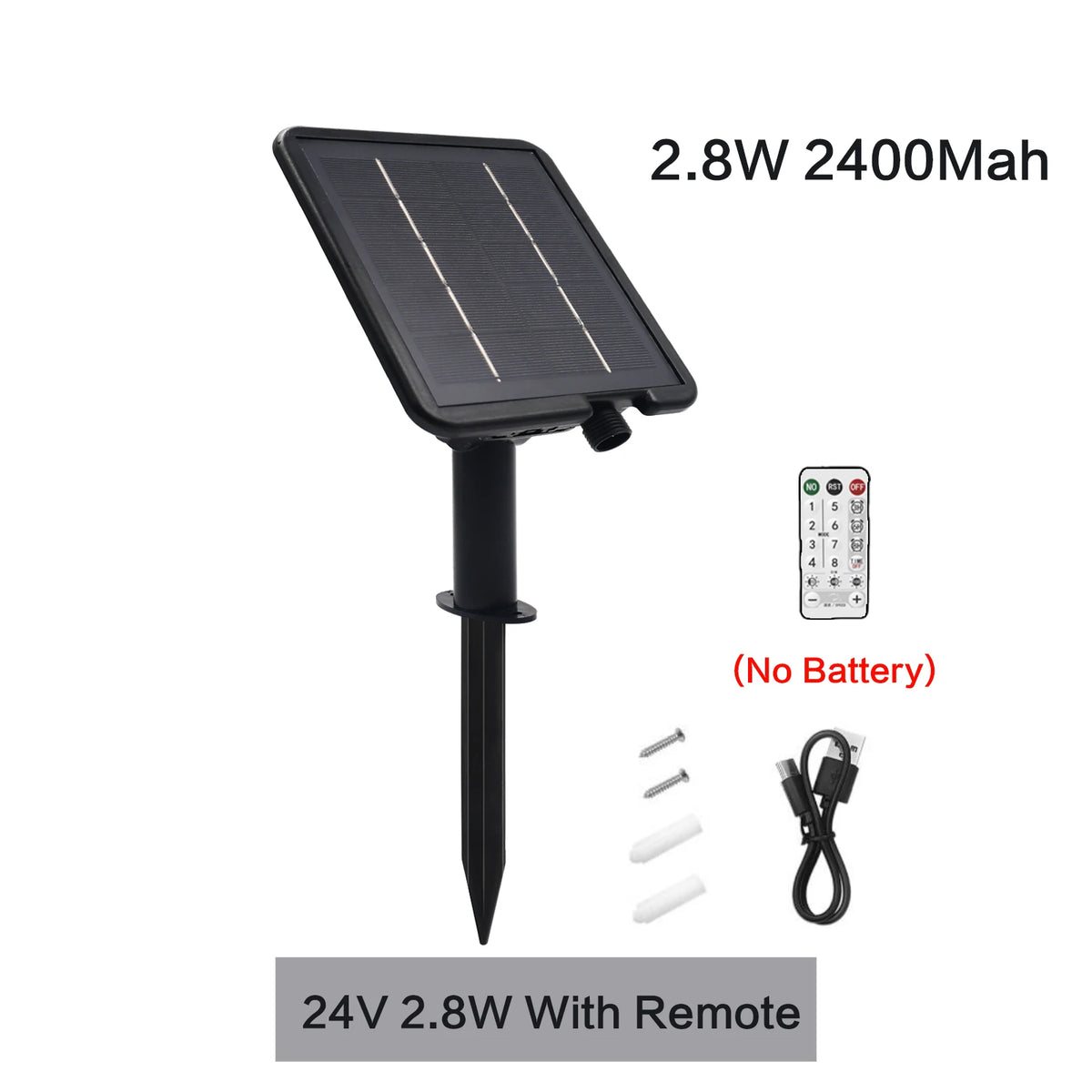 panneau solaire noir moderne télécommande câble 1.2m 3m batterie 7200mAh