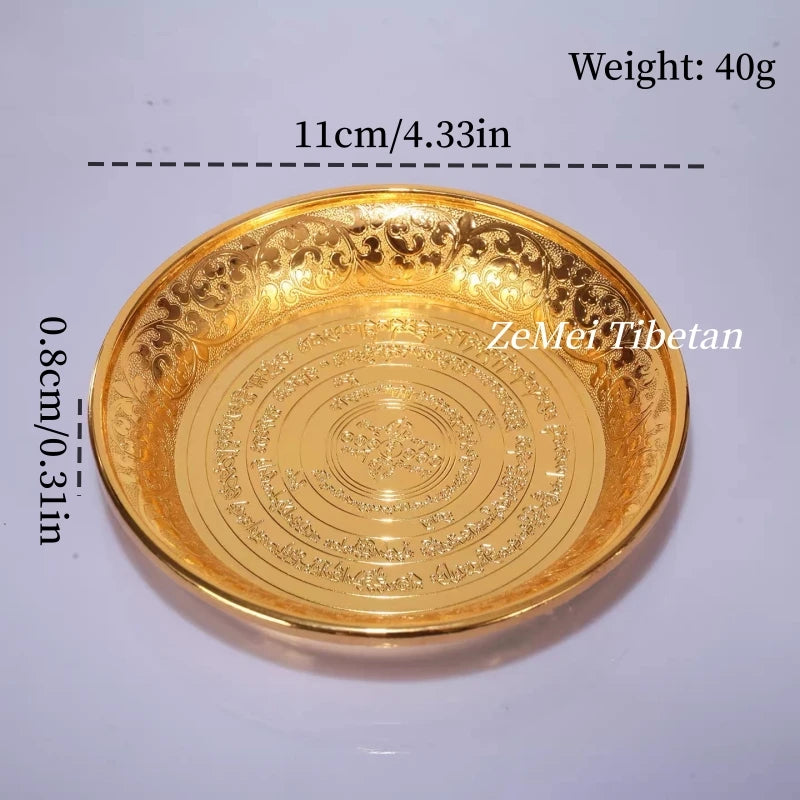 assiettes decoratives ornementales emailees motifs floraux geometriques opalescentes artisanat traditionnel bouddhiste