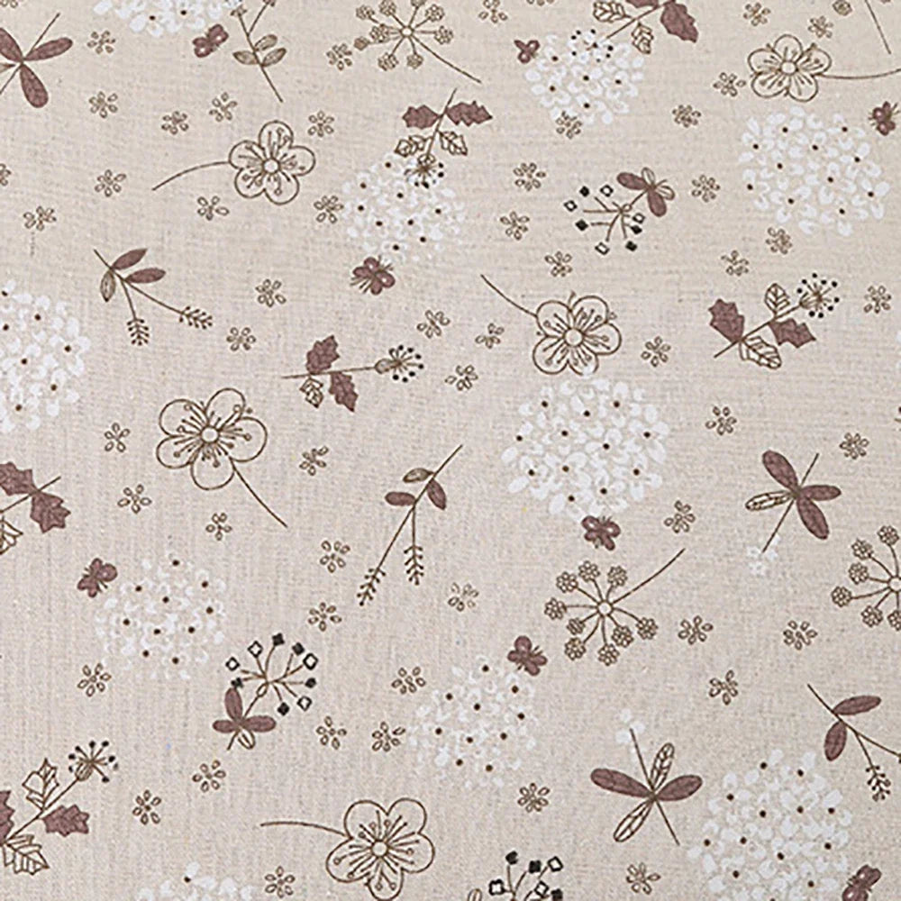 tissu coton imprimé fleurs beige rustique décoration maison bricolage couture résistant