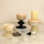 supports bougie jade moderne marbré marron clair beige élégants décoration maison