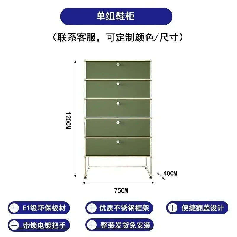 meuble tiroirs vert olive moderne pieds roulants tiroirs bois métal