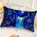 housse coussin rectangulaire impression polyester double face cascade paysage moderne bleu violet rose vert