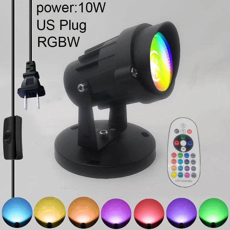 projecteur led noir moderne réglable télécommande fade strobe flash 12w us plug