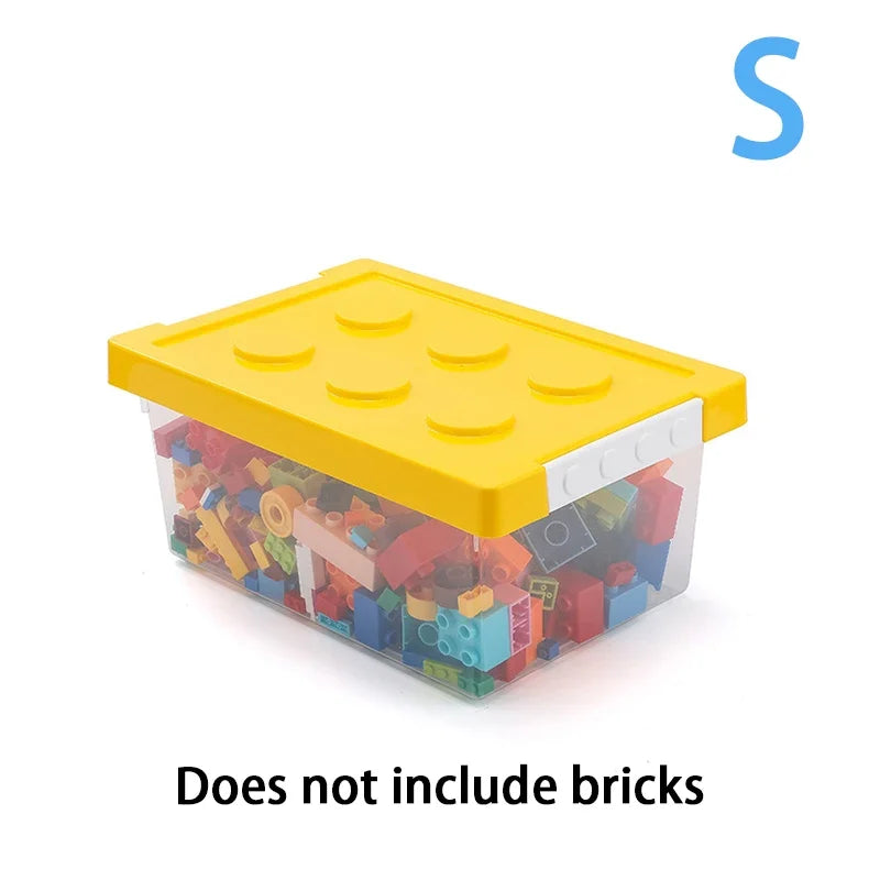 boîte rangement plastique transparente jouets blocs construction empilable chambre enfant colorée