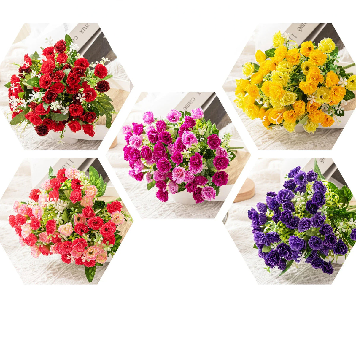 bouquet artificiel fleurs rouges vertes feuilles modernes décoration intérieure maison salon événements