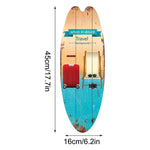décoration murale bois vieilli planche surf thème plage motifs parasol chaise longue vintage marine