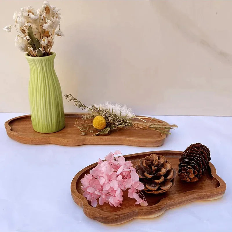 assiettes bois marron clair grain naturel moderne petite taille grande taille desserts fruits