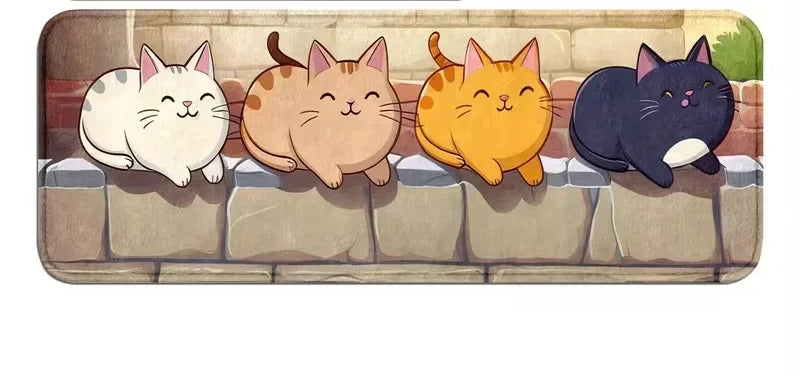tapis sol antidérapant beige orange moderne dessin animé chats 40x60cm 50x80cm adhésif antiusure salon