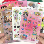 sticker autocollant rose personnages animés coeurs étoiles fruits opacité illustration cartoon multicolore