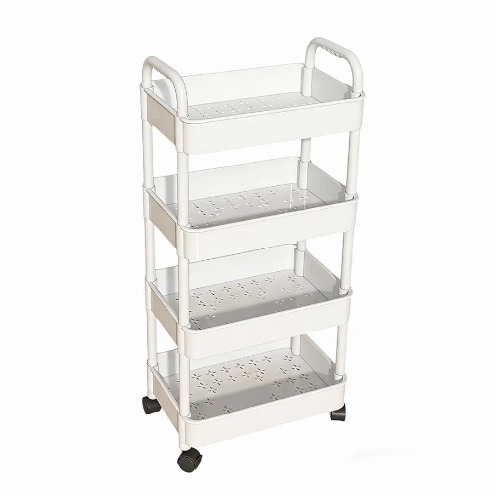 chariot rangement acier inoxydable blanc noir moderne utilisation multiple réutilisable multifonctionalité roulettes universelles
