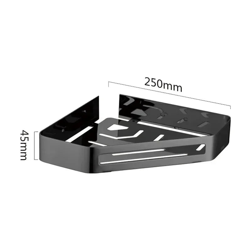 étagère salle bain moderne acier inoxydable argenté noir lisse brillante minimaliste