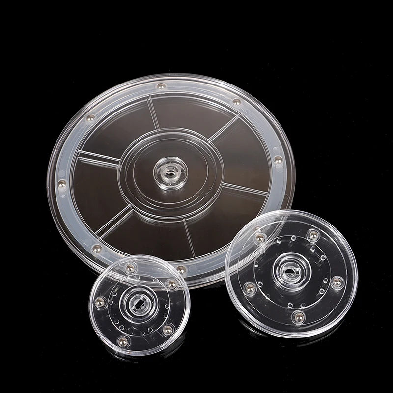 support disque transparent moderne rotatif 360 degrés sections rondes différentes tailles