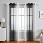 rideau moderne gris blanc ombre translucide 100 polyester panneaux anneaux métalliques chambre salon
