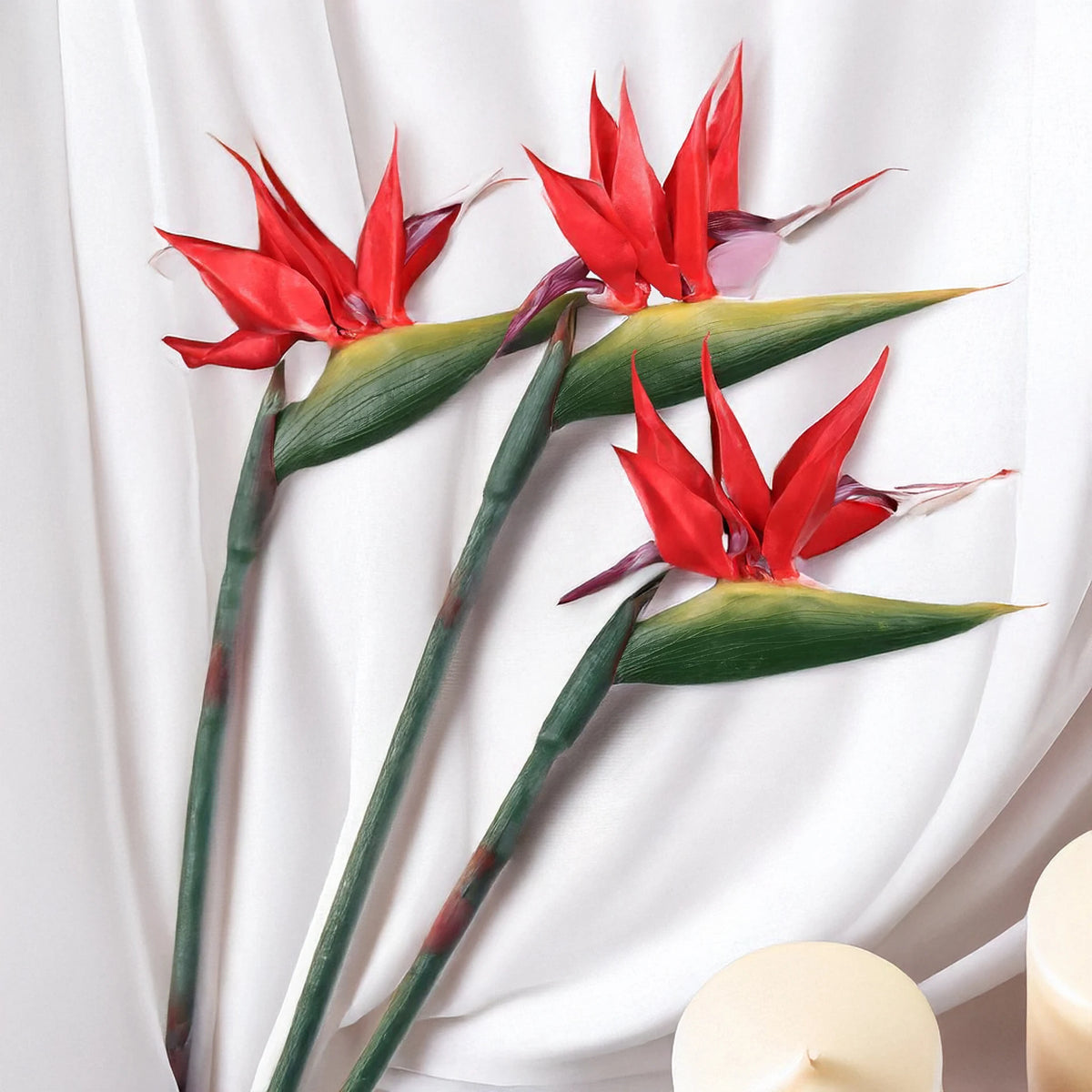 plantes artificielles feuilles larges rouges vertes intérieur décoration moderne anniversaire baby shower
