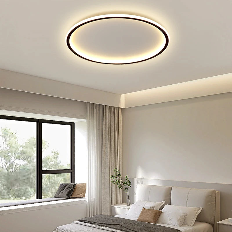 plafonnier led minimaliste blanc rectangulaire bord noir opacité télécommande inclusière