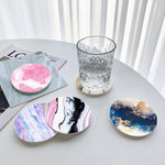 sous verres marbrés modernes élégants noir blanc doré rose bleu gris