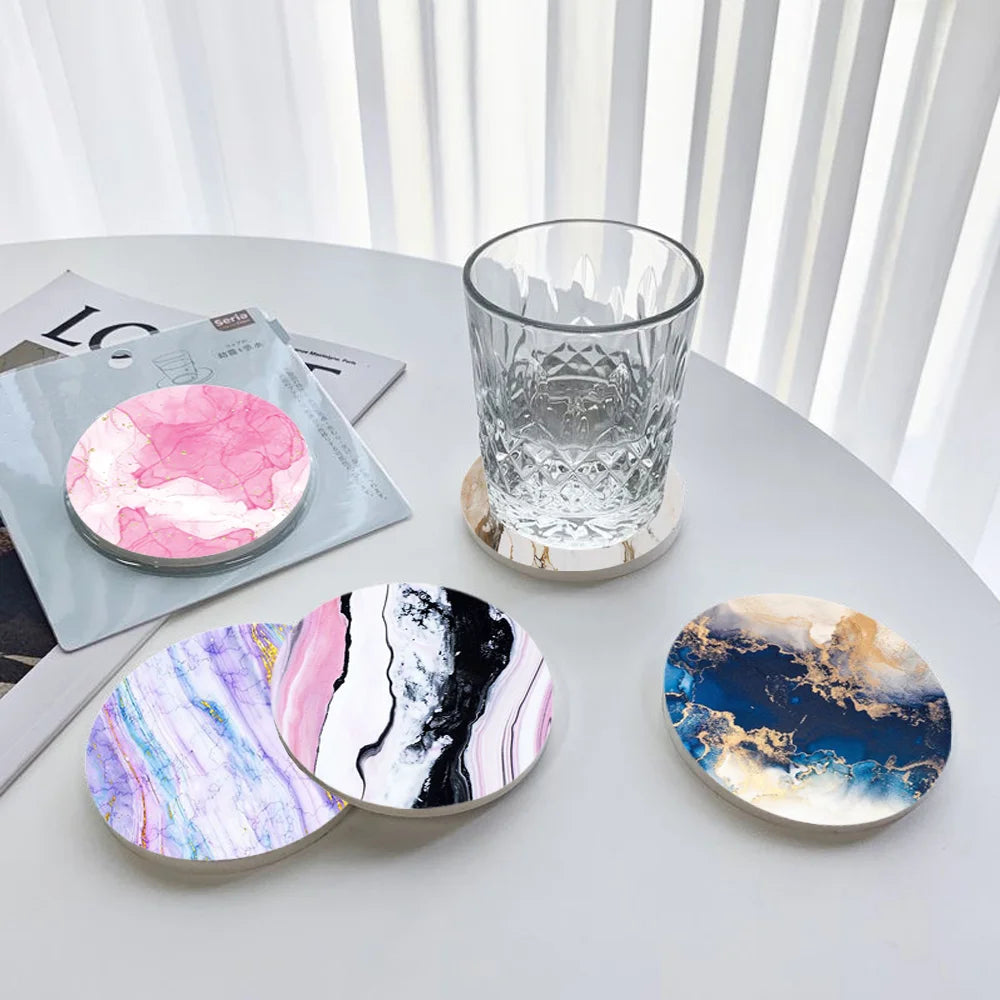 sous verres marbrés modernes élégants noir blanc doré rose bleu gris