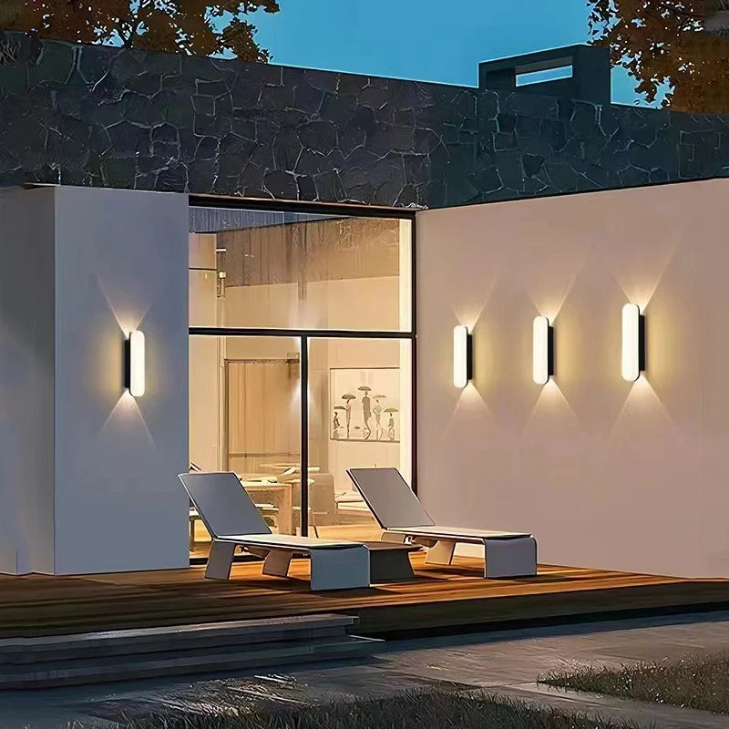 applique murale led moderne étanche ip65 noir blanche ovale fixations oeilletsextérieur intérieur jardin chambre