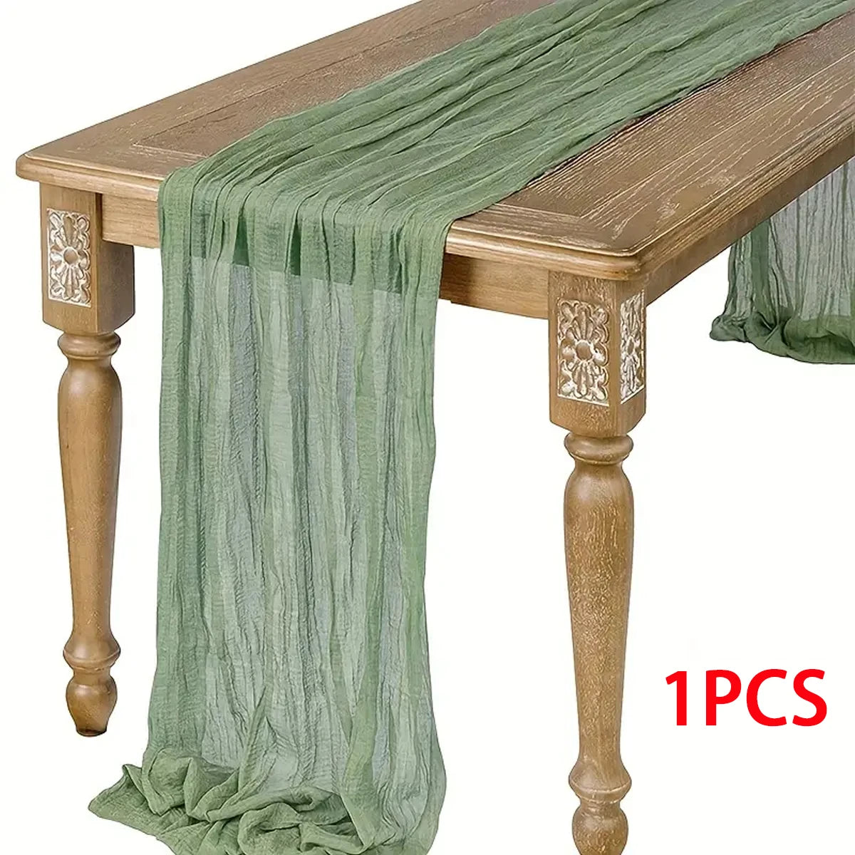 chemin table vert olive plissé décoration intérieure mariage festif 180x90cm polyester semi transparent événementiel