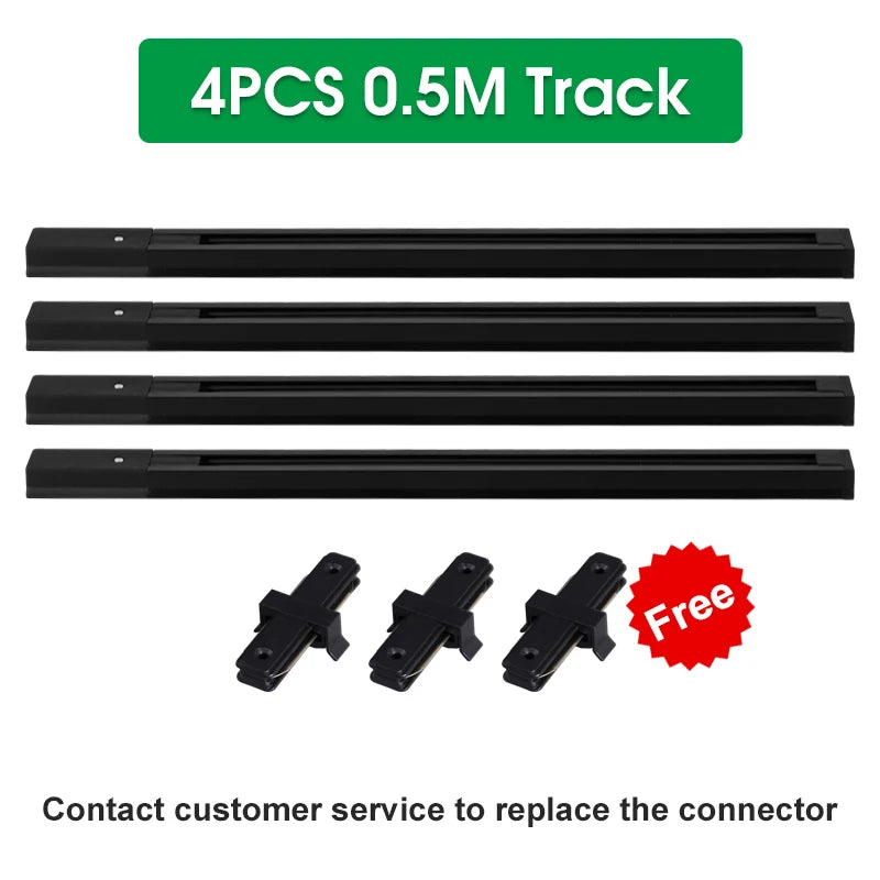 rails lumière led moderne noirs 1m 05m connecteurs droit boîte