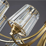 lustre moderne cuivre poli 10 têtes ampoules led transparentes rayures
