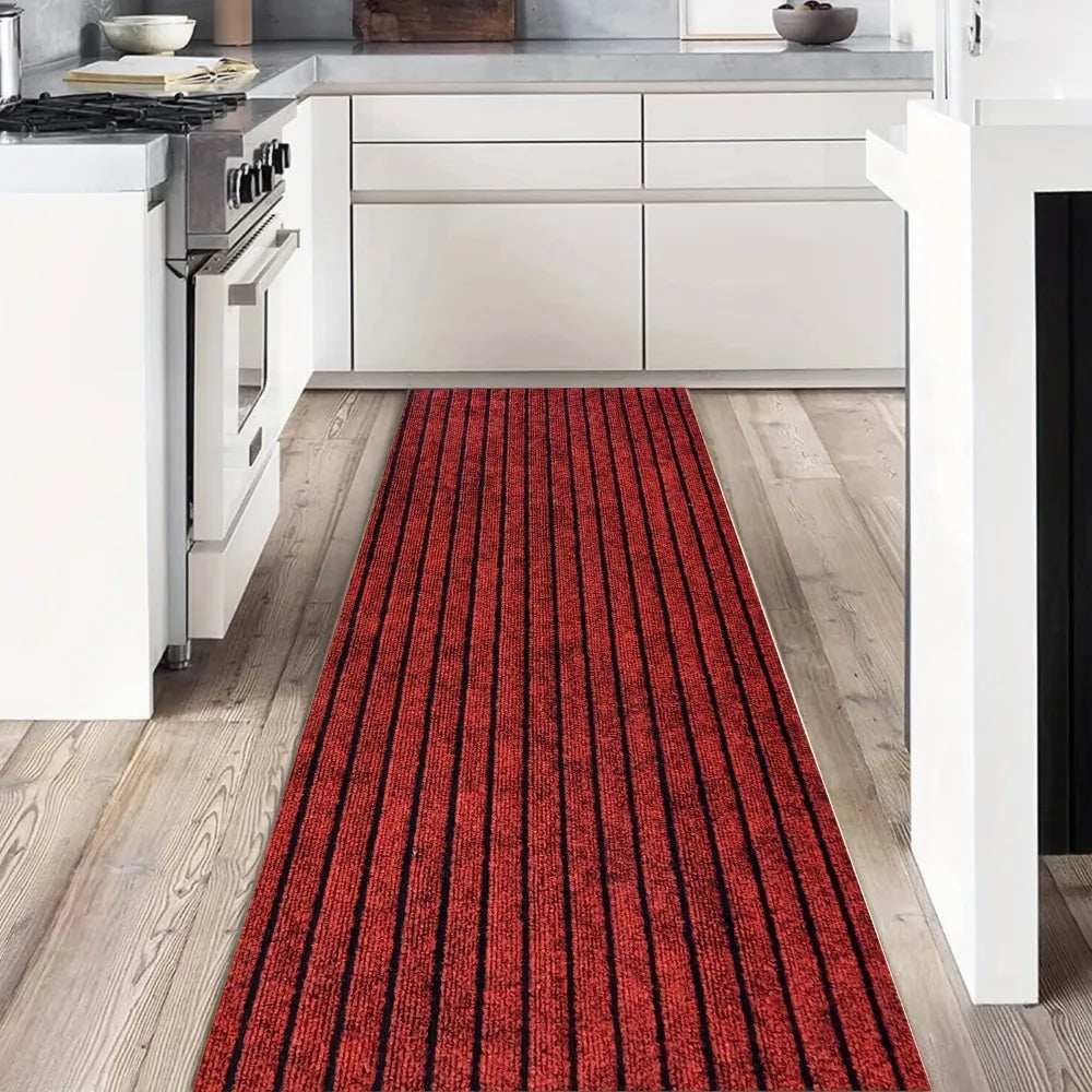 tapis sol imperméable antidérapant résistant bactéries extérieur moderne rayures horizontales gris rouge