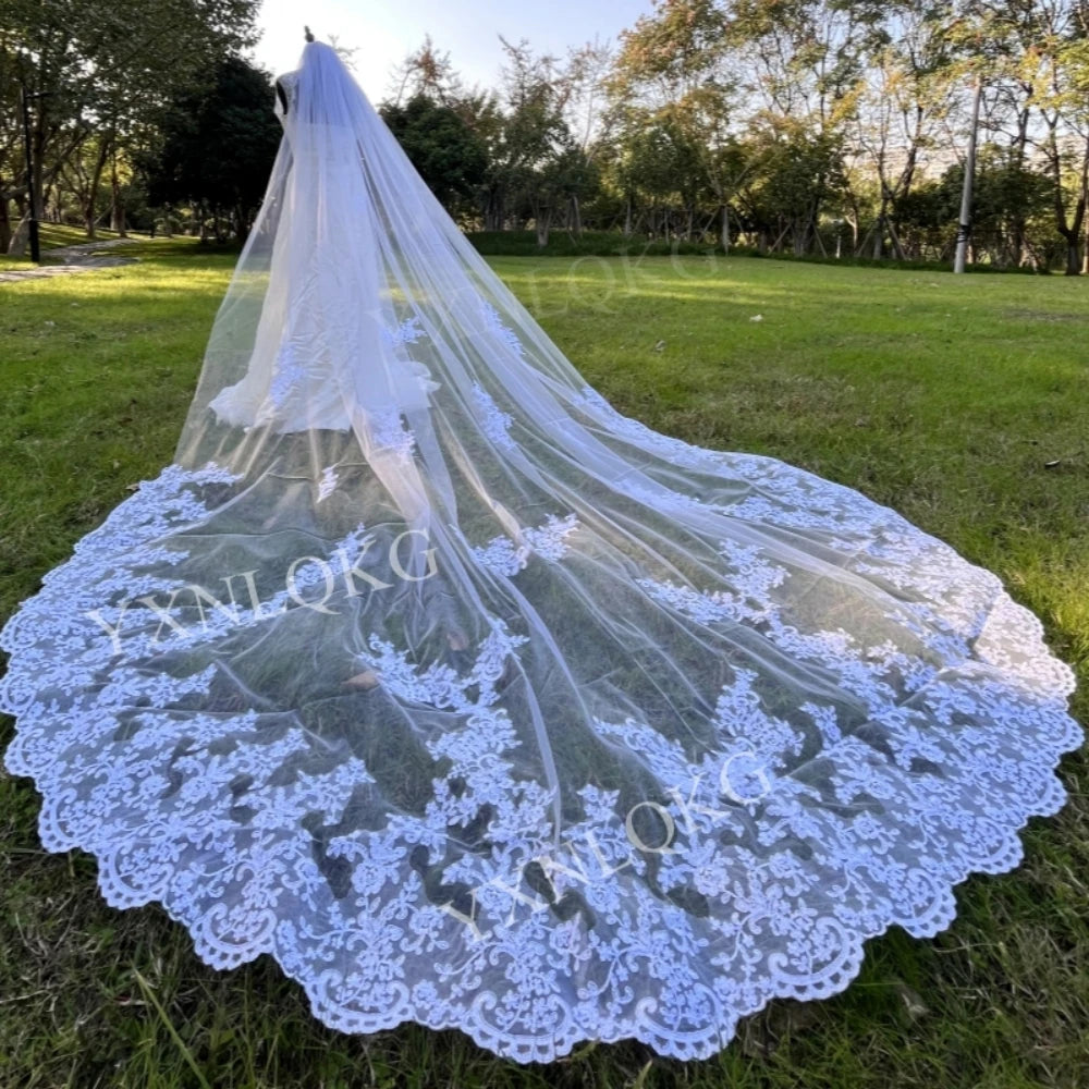 voile mariée blanc dentelle polyester monocouche bordure dentelle translucide classique peigne métallique accessoire mariage